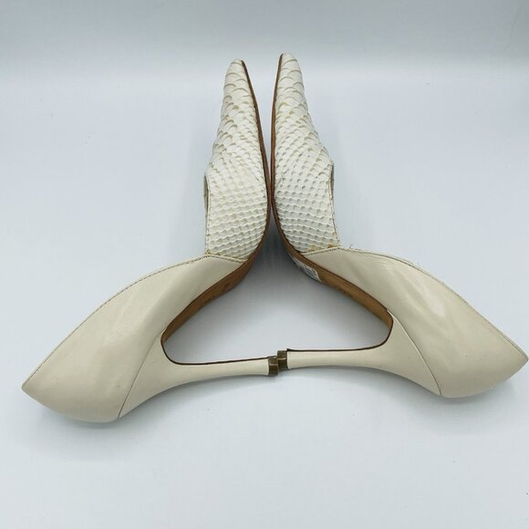 ALDO Womens Heels Size 6.5 White Leather D'Orsay High Heel Croc Animal Print - Picture 13 of 13